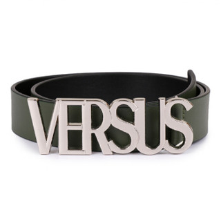 范思哲 范瑟丝 VERSACE VERSUS 奢侈品 男士军绿色皮质字母logo板扣皮带腰带 FCU0103 FVO F300N 105