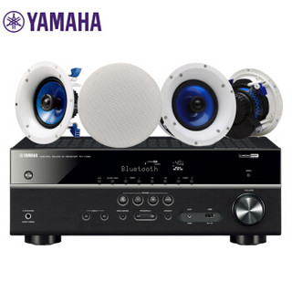 雅马哈（Yamaha）RX-V385+NS-IC800 音响 音箱 吸顶式音响 背景音乐蓝牙音响 USB音响（5件套）