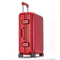 EBEN 拉杆箱红色婚庆20英寸铝镁合金万向轮女旅行箱 红色