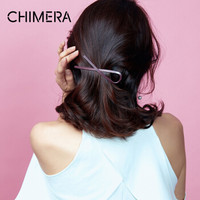 奇美拉(CHIMERA) 发饰头饰 不对称 长款 发夹 盘发顶夹 简约 马尾夹 一字夹 粉色