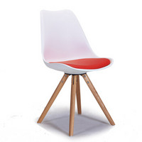 百思宜 北欧设计师椅子 现代简约休闲餐椅接待洽谈椅书桌椅 （白+红）