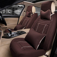 紫风铃四季通用汽车坐垫仿亚麻全包围四季垫汽车座垫迈腾宝来轩逸朗逸哈弗帝豪宝马奥迪A09 深咖色舒适版
