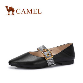 CAMEL 骆驼 时装系列 女士 优雅淑女尖头一字扣舒适单鞋 A83025651 黑色 36