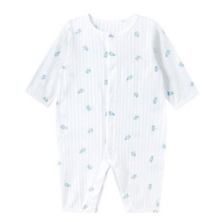 全棉时代 婴儿针织抽针罗纹长袖连体衣 59/44（建议0-3个月）小熊大象 1件装