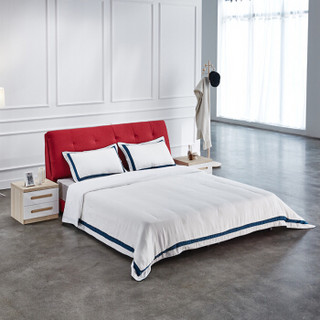 曲美家具 家居 床 布艺床 现代简约北欧卧室双人床可拆洗软靠床红色F3-2017E-B4-150