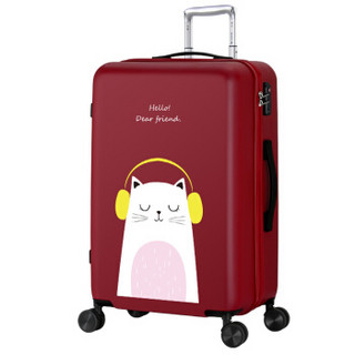 HANKE 汉客 图案拉杆箱万向轮男女卡通旅行箱密码箱子登机箱行李箱 H9987 20英寸音乐猫 玫瑰红