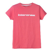intercrew短袖t恤女2019夏季新款韩版休闲百搭纯色印花圆领短袖女 IBP2TR51G 粉色 85
