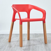 百思宜 北欧简约休闲椅现代塑料靠背椅子 时尚彩色门店餐椅商用洽谈椅 红色