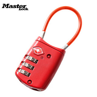 玛斯特(Master Lock)密码锁TSA旅行箱包健身房钢缆挂锁4688MCND 红色 定制-免费激光刻字