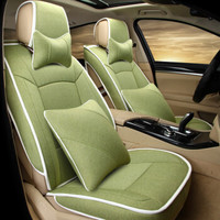紫风铃 专车专用汽车坐垫四季通用仿亚麻专车订制汽车座垫全包定做汽车座套奥迪宝马斯摩 豪华版-橄榄绿
