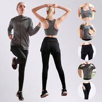 依琦莲瑜伽服女套装健身服女套装春夏款运动套装女跑步服健身衣健身房运动服女健身套装五件套 麻灰XL