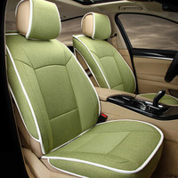紫风铃 专车专用汽车坐垫四季通用仿亚麻专车订制汽车座垫全包定做汽车座套奥迪宝马斯摩 标准版-橄榄绿