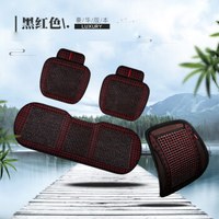 紫风铃 木珠汽车坐垫夏季汽车座垫三件套小方垫三件套办公室椅垫汽车凉垫方垫卡罗拉 KLWB三件套豪华版黑红色