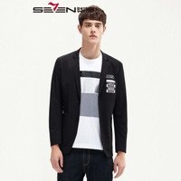 柒牌(SEVEN)西服男 2019年春款商务休闲韩版帅气西装外套简约时尚个性上衣 112C18020 黑色 A44