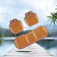 紫风铃 木珠汽车坐垫夏季汽车座垫三件套小方垫三件套 汽车凉垫办公室椅垫方垫途观L福克斯 KLWB三件套米黄色