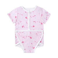 全棉时代 婴儿衣服 婴儿纱布可调节短袖连体衣 59/44（建议0-3个月）海洋字母 1件装