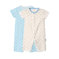 全棉时代 婴幼儿纱布短袖连体服 59/44（建议0-3个月）蓝底星星+帆船 2件/盒