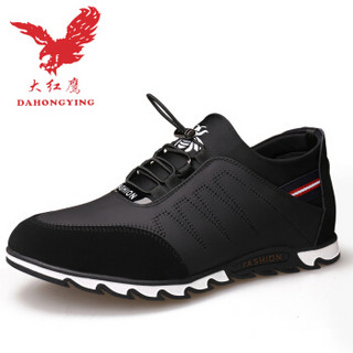 Dahongying 大红鹰 休闲鞋男士韩版运动跑步潮流英伦商务内增高DHY30375 黑色 42