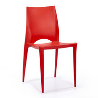 百思宜 现代简约咖啡厅靠背料椅餐厅等位椅可叠放椅子 红色