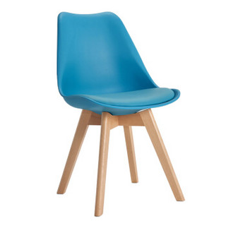 百思宜 休闲椅子创意餐椅 现代简约咖啡厅接待洽谈椅书房椅 蓝色