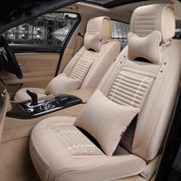 紫风铃四季通用汽车坐垫仿亚麻全包围四季垫汽车座垫迈腾宝来轩逸朗逸哈弗帝豪宝马奥迪A09 温馨米舒适版