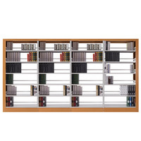 金经金属双面图书馆书架档案架钢制图书架书店展示架转印木纹色一列四组6层