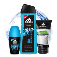 阿迪达斯 Adidas香体液走珠套装（冰点走珠50ml+冰点沐浴露400ml+炭爽洁面膏50g）