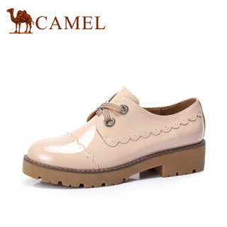 CAMEL 骆驼 女士 柔美花边英伦风舒适圆头单鞋 A83893603 粉色 35
