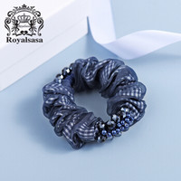 Royal sasa发饰发圈手工绢纱盘发头花头饰品女发绳 蓝色 蓝色