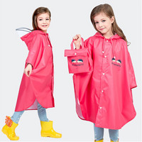 班哲尼 儿童雨衣非一次性男童女童雨披斗篷雨衣尼龙防水面料小学生书包雨披斗篷儿童雨具可重复使用 红色 XL