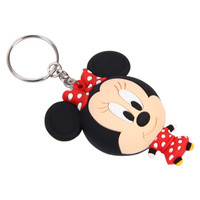 迪士尼DISNEY 时尚滴胶公仔金属钥匙扣圈挂件情侣汽车创意链腰挂纪念品 米妮 DH75007-B1 红色