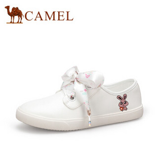 CAMEL 骆驼 骆驼（CAMEL） 女士 可爱卡通丝带学生平底小白鞋 A83561600 白色 36