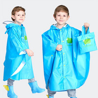 班哲尼 儿童雨衣非一次性男童女童雨披斗篷雨衣尼龙防水面料小学生书包雨披斗篷儿童雨具可重复使用 蓝色 L
