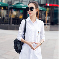 尚格帛 2019春季新品衬衫女长袖韩版中长款打底衫衬衣 HZ3007-1606GB 白色 XL