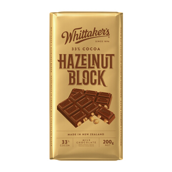 Whittaker's 惠特克 Whittakers 惠特克 榛果仁牛奶巧克力 200g 块装