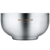 金钥匙（GOLDEN KEY）304不锈钢碗 铂金18.5cm双层加厚隔热 耐摔耐用 汤碗饭碗泡面碗 GK-1500P