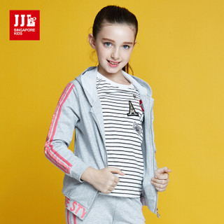 季季乐（JJLKIDS Partner Club）童装女童外套秋季儿童长袖上衣休闲运动外套 GQW71133-1 麻灰 150