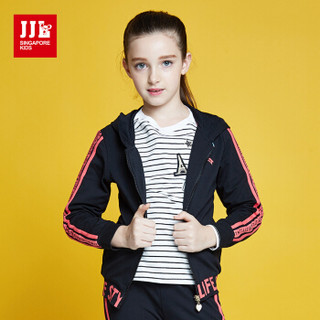 季季乐（JJLKIDS Partner Club）童装女童外套秋季儿童长袖上衣休闲运动外套 GQW71133-1 黑色 160