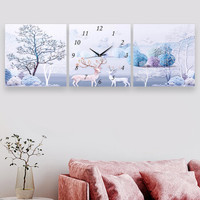 TIMESS 挂钟 客厅装饰画钟表 现代欧式沙发背景墙面三联钟画餐厅挂画挂钟Z2-D（30*30CM）