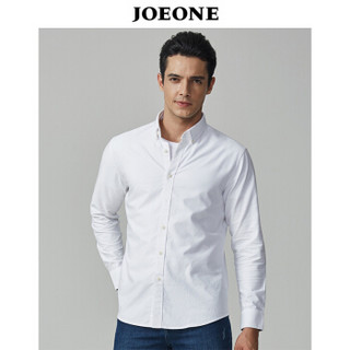 九牧王（JOEONE）长袖衬衫 男士2018秋季新品商务休闲青年长袖衬衣 170/92A白色JC384101T