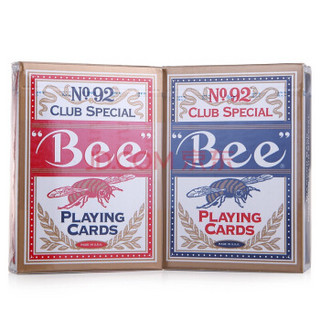Bee美国原装小蜜蜂扑克牌No.92  红色蓝色组合装 共2付