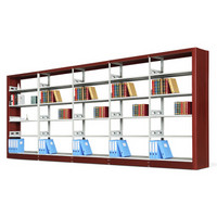 中伟钢制转印书架学校图书馆书店书籍室阅览室单面书架资料架一列五组五层 红色