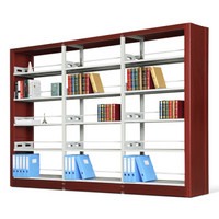 中伟钢制转印书架学校图书馆书店书籍室阅览室双面书架资料架一列三组五层 红色