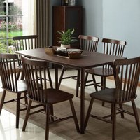 中伟餐桌家用餐桌椅组合实木餐桌椅北欧现代简约1500*805*750含6椅胡桃色