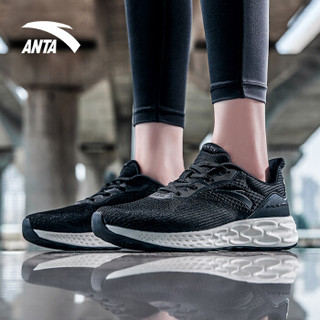 ANTA 安踏 跑步系列  女鞋 闪能科技能量环透气网面休闲运动跑步鞋女跑鞋  12835588 黑/象牙白 6.5 (女37.5)