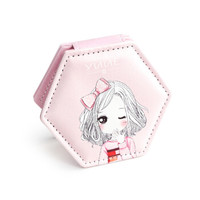 煜(YUUE)随身折叠双面PU化妆镜 (小镜子 双面镜 梳妆镜 迷你镜)