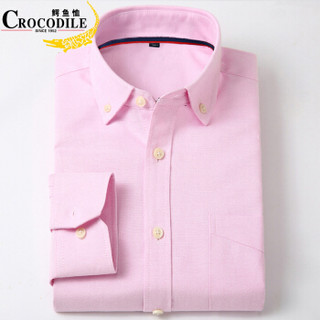 鳄鱼恤（CROCODILE）衬衫 男士商务休闲纯色大码免烫长袖衬衫男 037C021 粉色 39