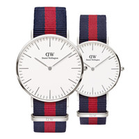 丹尼尔惠灵顿（Daniel Wellington）DW情侣对表红蓝两色尼龙 银边男表+银边女表（2支装）