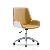 洛克菲勒 办公椅现代简约 家用转椅休闲书桌坐椅实木 会议室老板椅子电脑椅米黄色