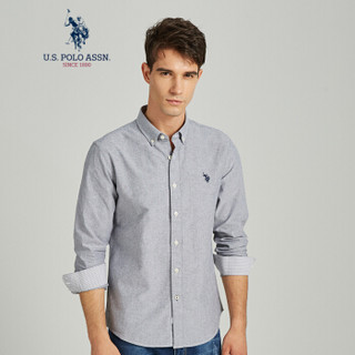 U.S. POLO ASSN. 男长袖衬衫 男士纯色时尚休闲 纯棉衬衣 ACSMQ-58505 灰色 170/88A